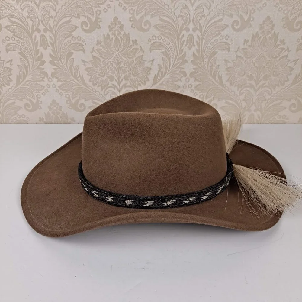 Bailey Switchback Size Medium Brown 100% Wool Felt Hat Woven Hatband Horsehair